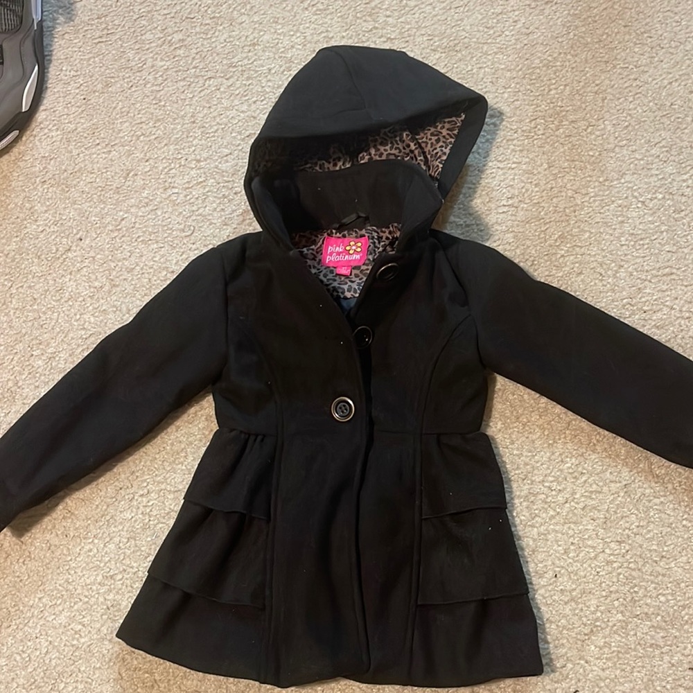 Little girls black pea coat 3t